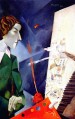 Autorretrato con paleta contemporánea de Marc Chagall